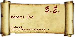 Bebesi Éva névjegykártya